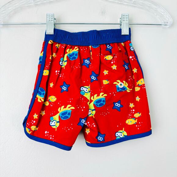 Wonder Nation Baby Boys Swim Trunks Shorts Mesh Insert Red Fish Print Size 12M - Picture 3 of 6